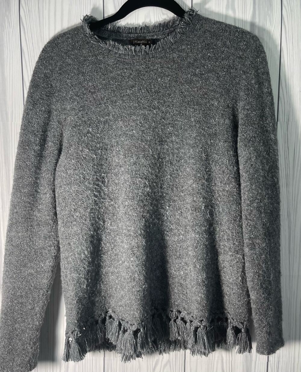 J. MCLAUGHLIN  Blend Sweater Gray Sparkle Sequin Medium R1